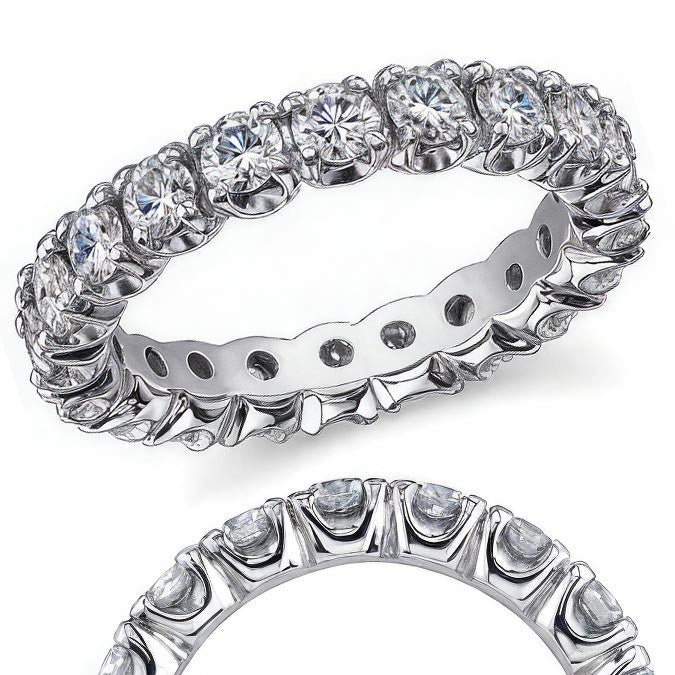 3.0mm Moissanite Round 4-Prong Eternity Ring