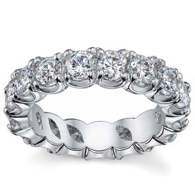 4.0mm Moissanite Round 4-Prong Eternity Ring
