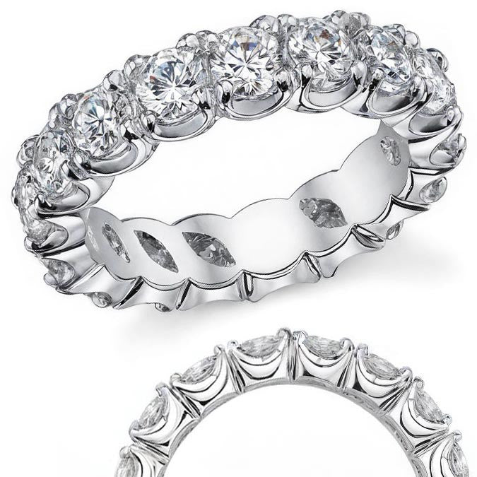 4.0mm Moissanite Round 4-Prong Eternity Ring