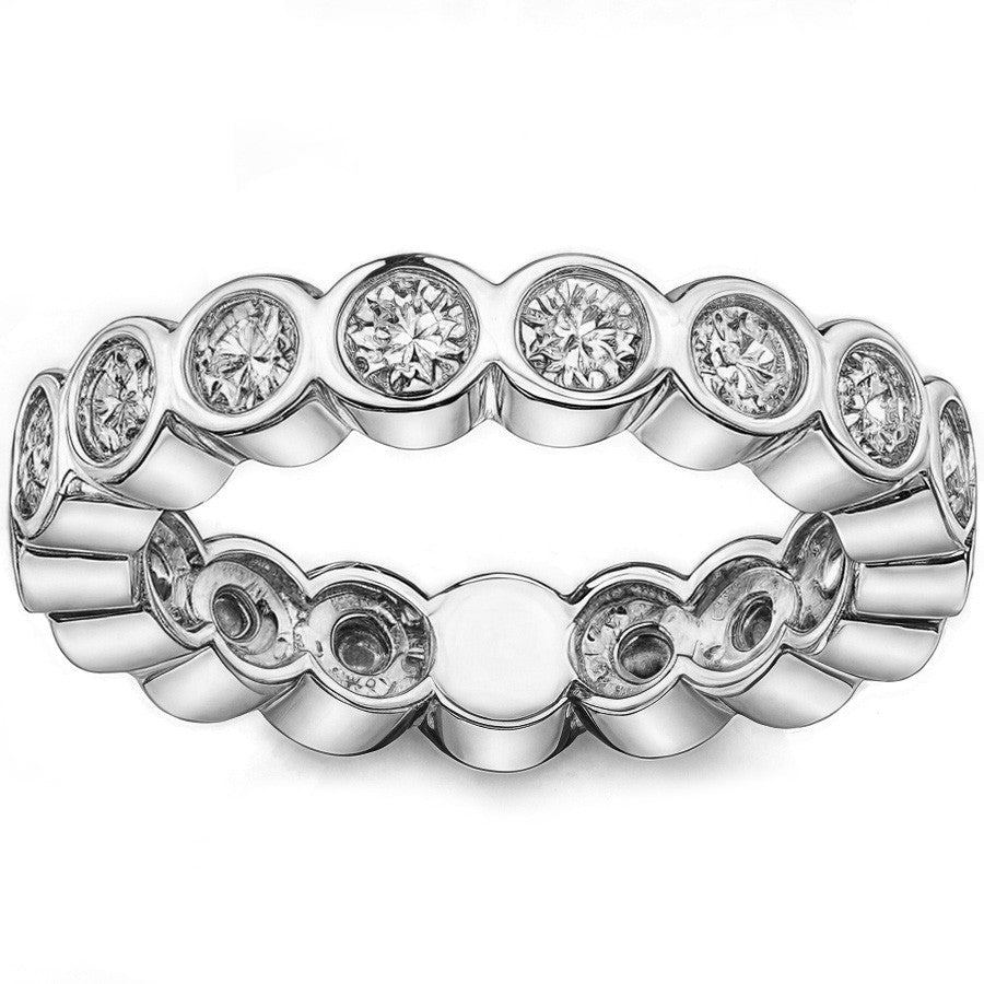 3.0mm Moissanite Round Bezel Eternity Ring