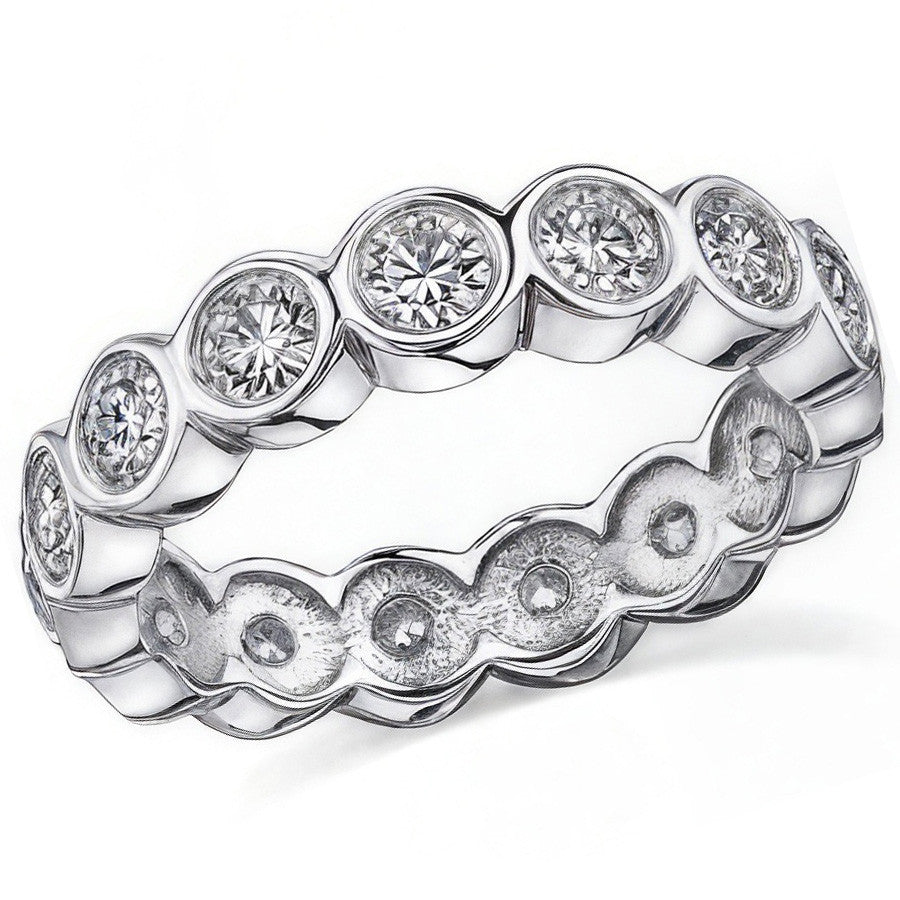 3.5mm Moissanite Round Bezel Eternity Ring