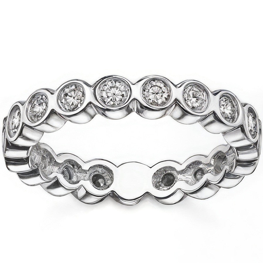 2.5mm Moissanite Round Bezel Eternity Ring