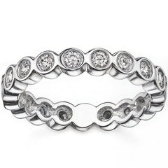 2.5mm Moissanite Round Bezel Eternity Ring