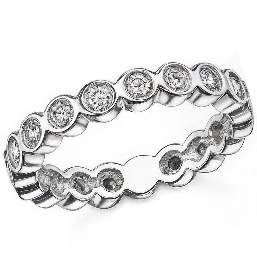 2.5mm Moissanite Round Bezel Eternity Ring