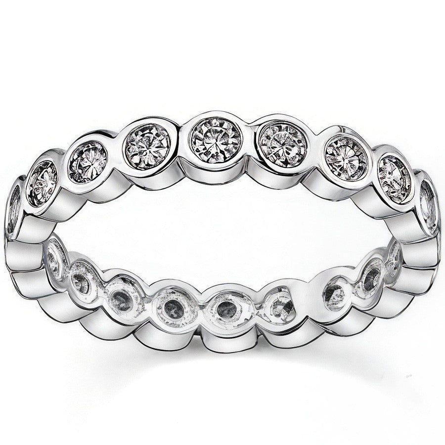 2mm Moissanite Round Bezel Eternity Ring