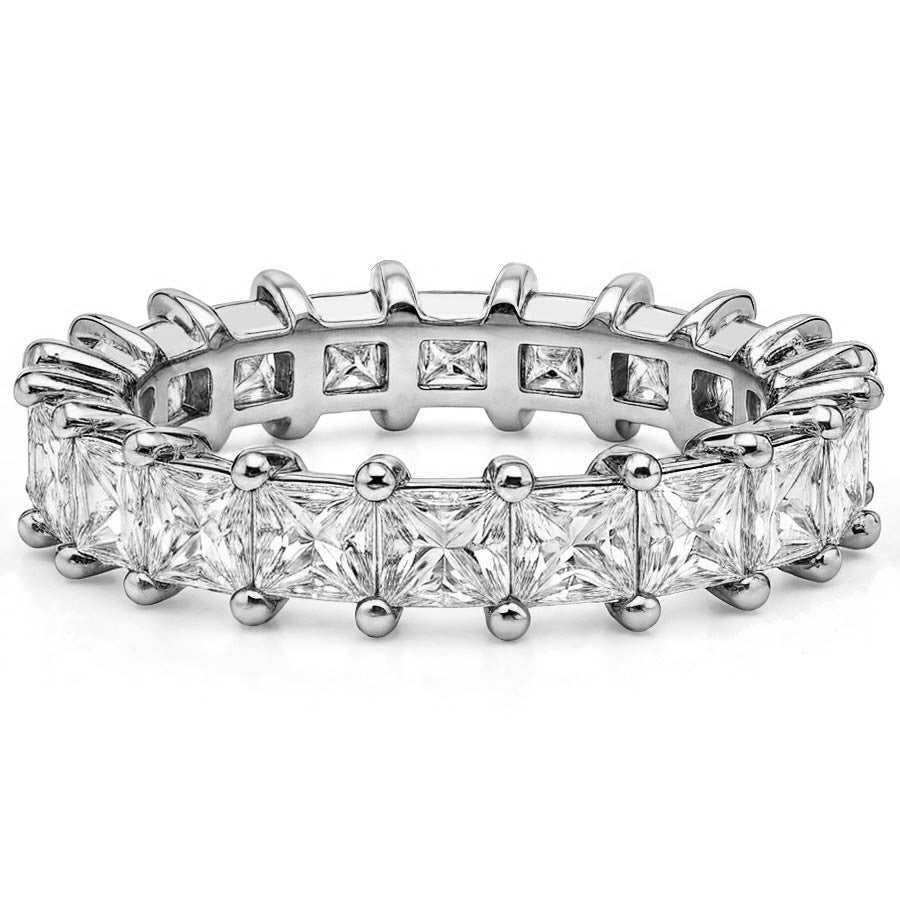 2.5mm Princess Moissanite Shared Prong Eternity Ring