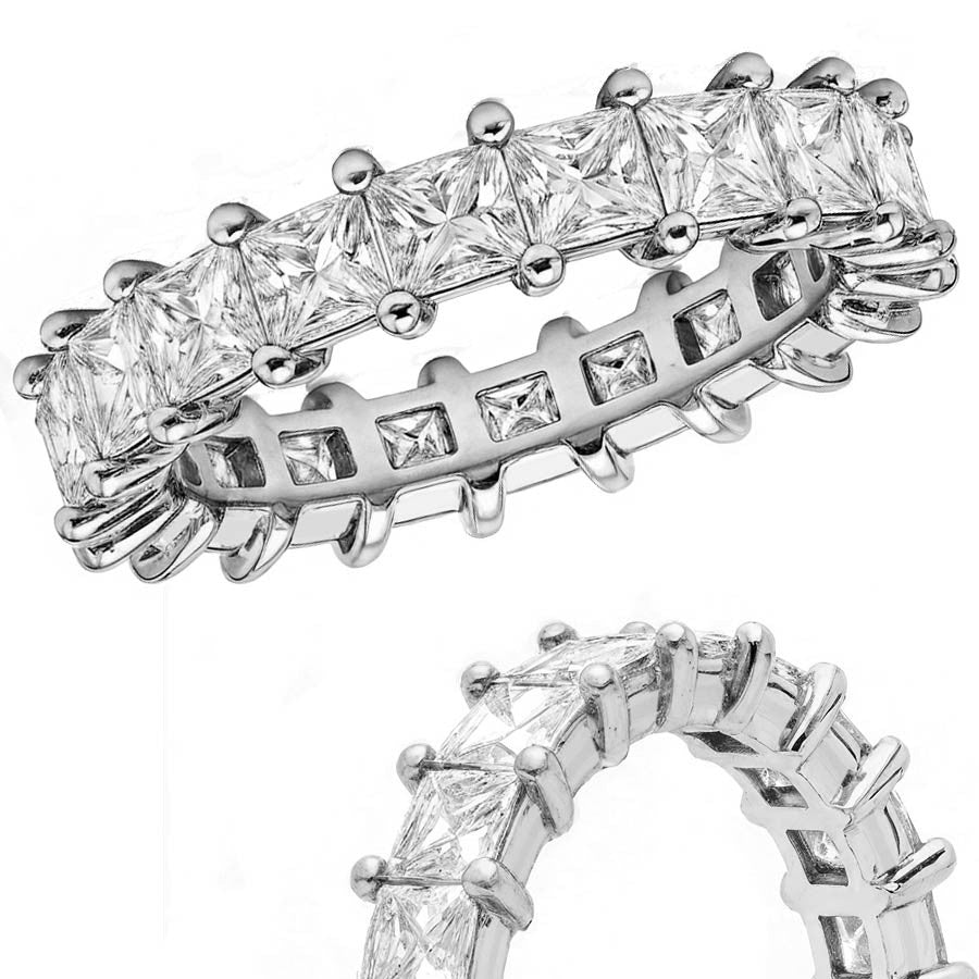 2.5mm Princess Moissanite Shared Prong Eternity Ring