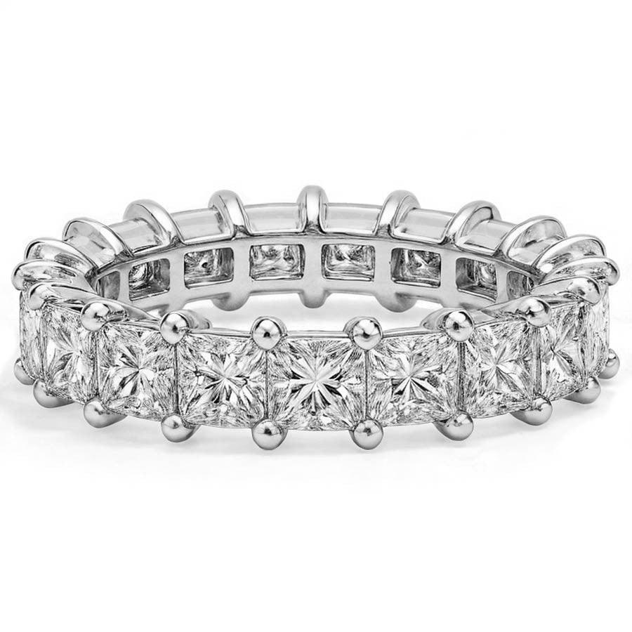 3.0mm Princess cut Moissanite Shared Prong Eternity Ring