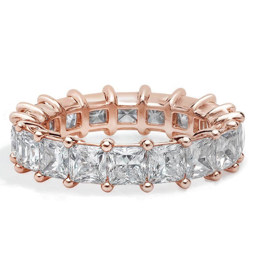 3.5mm Princess cut Moissanite Shared Prong Eternity Ring