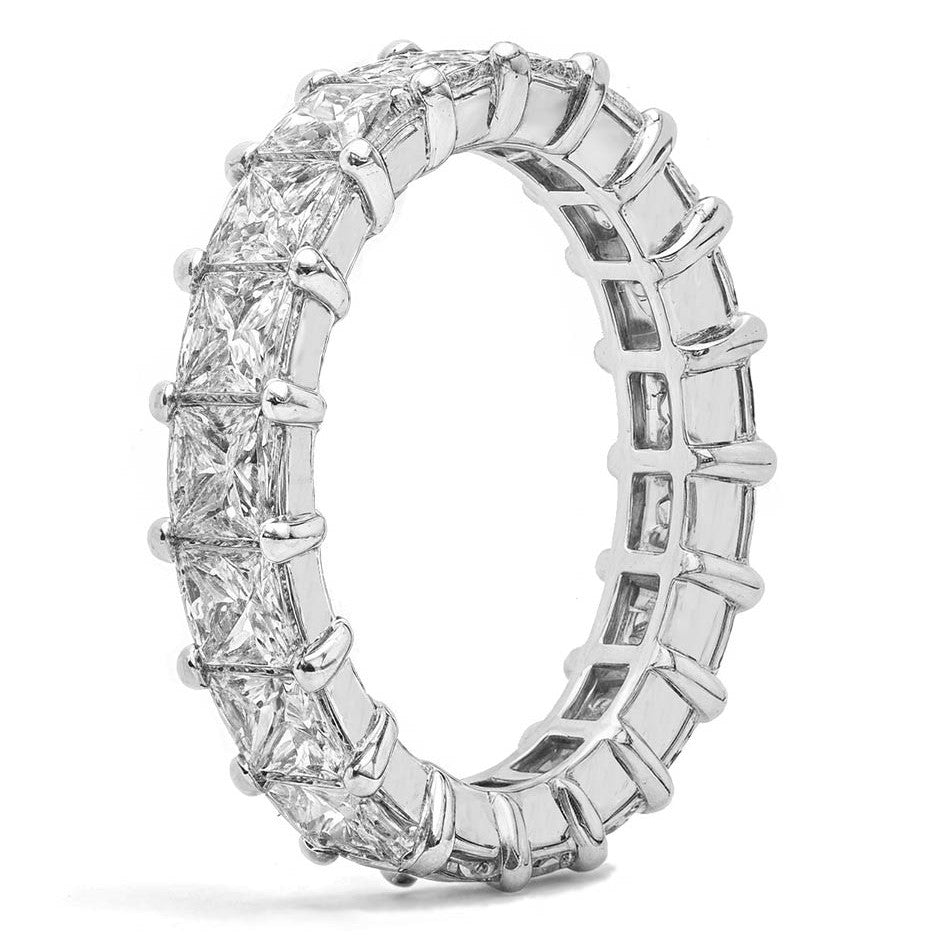 3.5mm Princess cut Moissanite Shared Prong Eternity Ring
