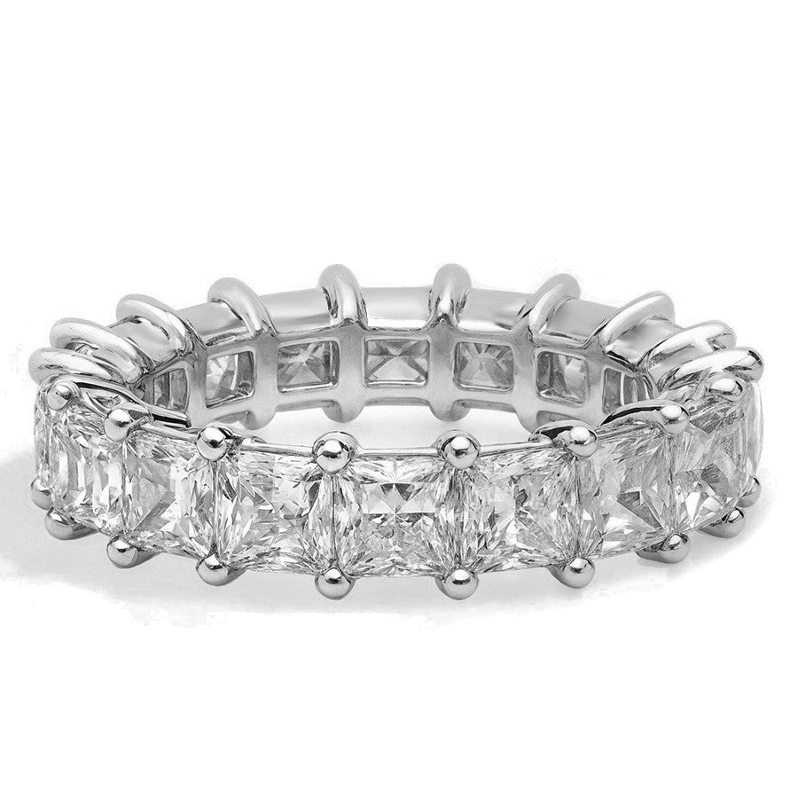 3.5mm Princess cut Moissanite Shared Prong Eternity Ring
