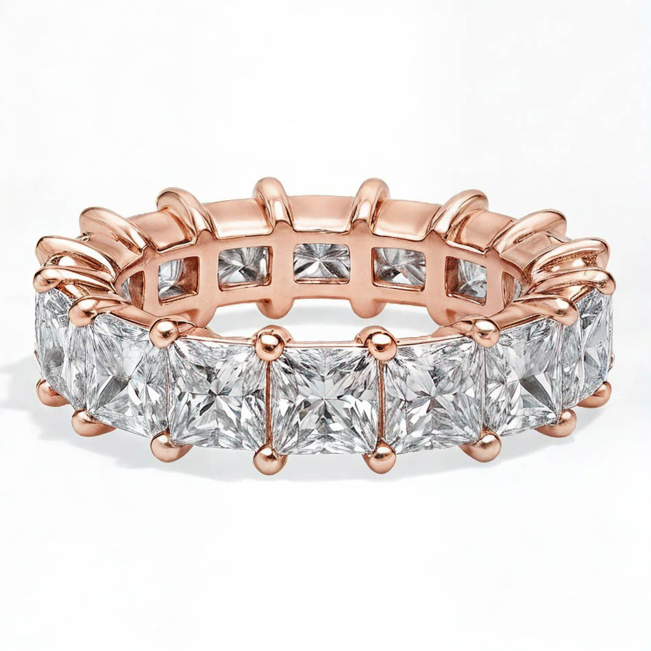 4mm Princess cut Moissanite Shared Prong Eternity Ring