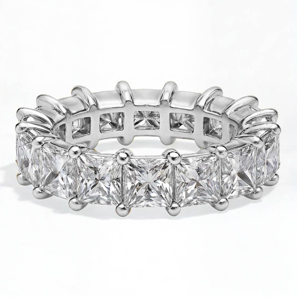 4mm Princess cut Moissanite Shared Prong Eternity Ring