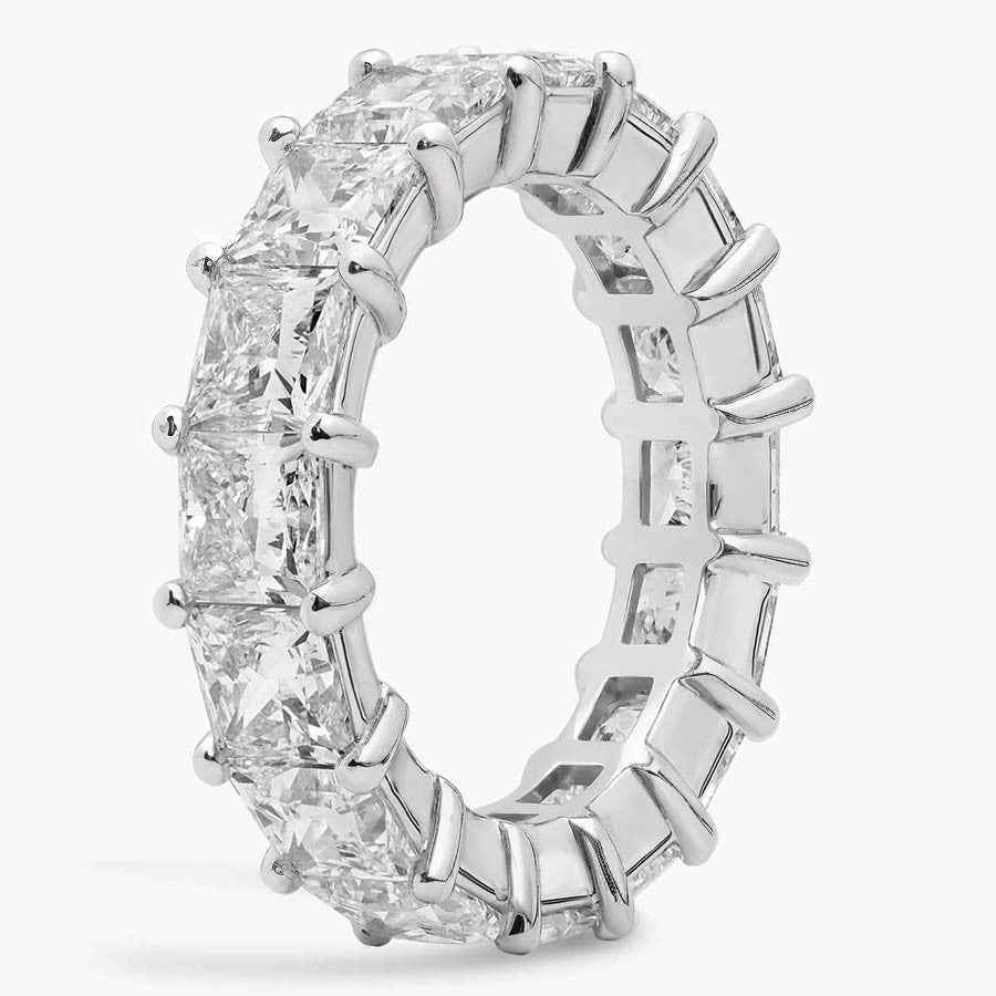 4mm Princess cut Moissanite Shared Prong Eternity Ring