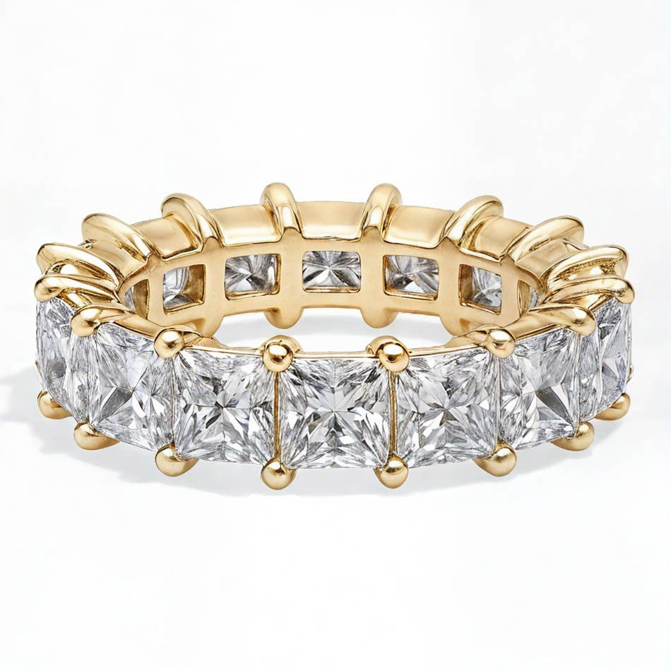 4mm Princess cut Moissanite Shared Prong Eternity Ring