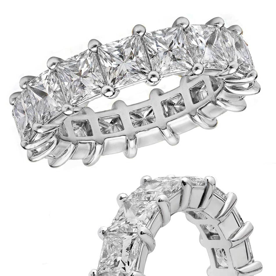 4mm Princess cut Moissanite Shared Prong Eternity Ring