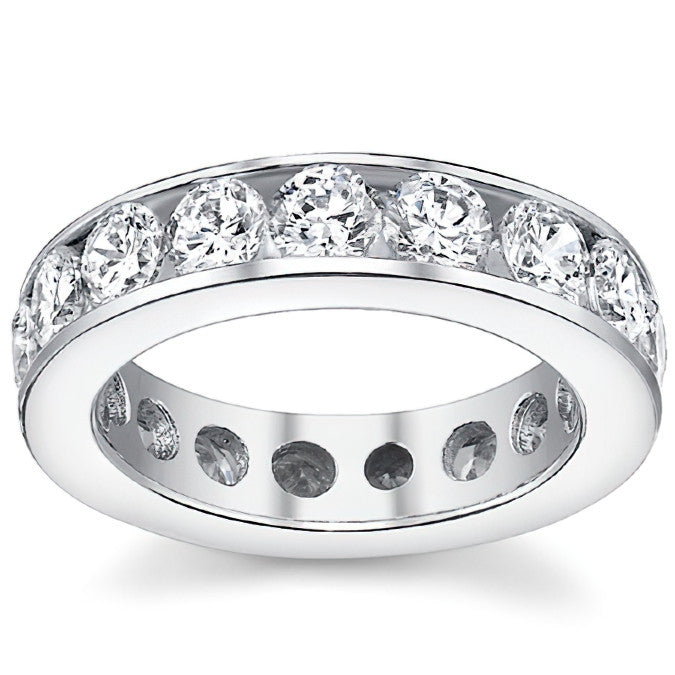 4.0mm Moissanite Round Channel Eternity Ring