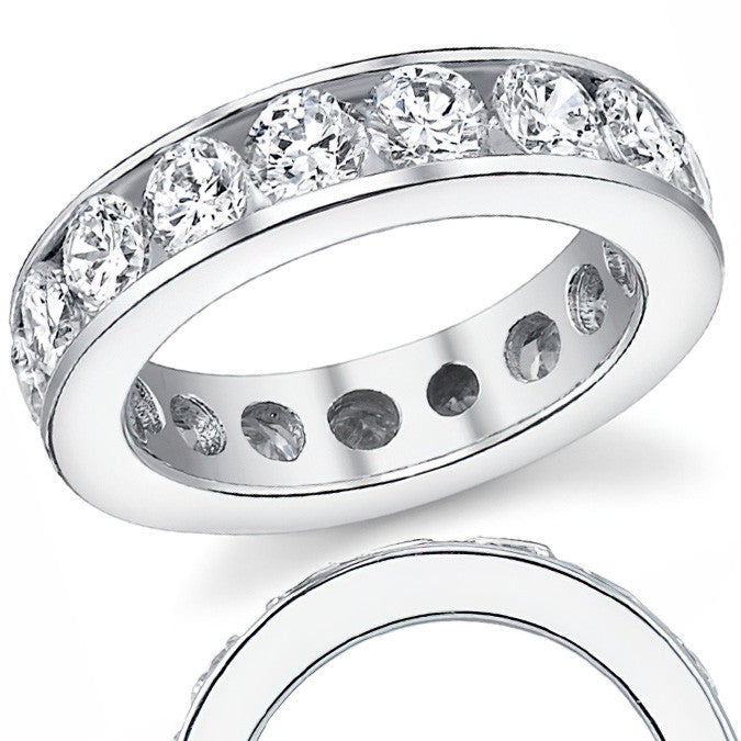 4.0mm Moissanite Round Channel Eternity Ring