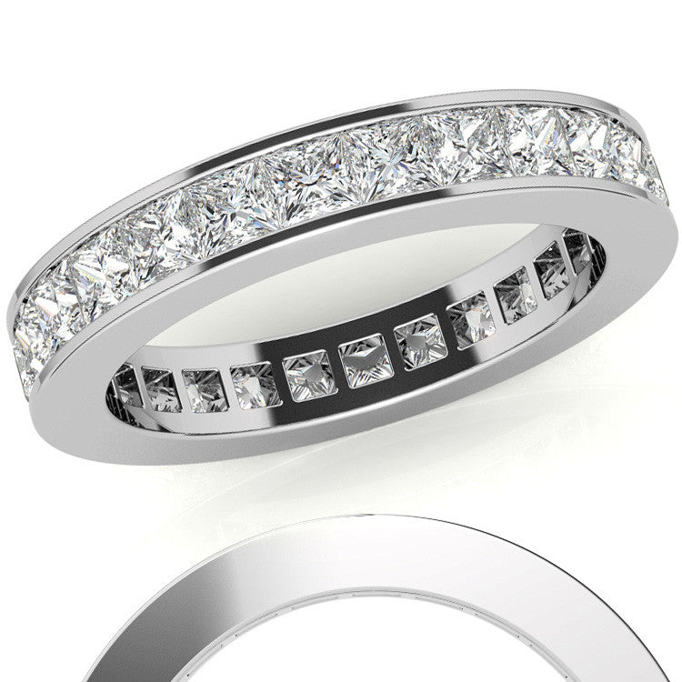 2.5mm Moissanite Princess Channel Eternity Ring