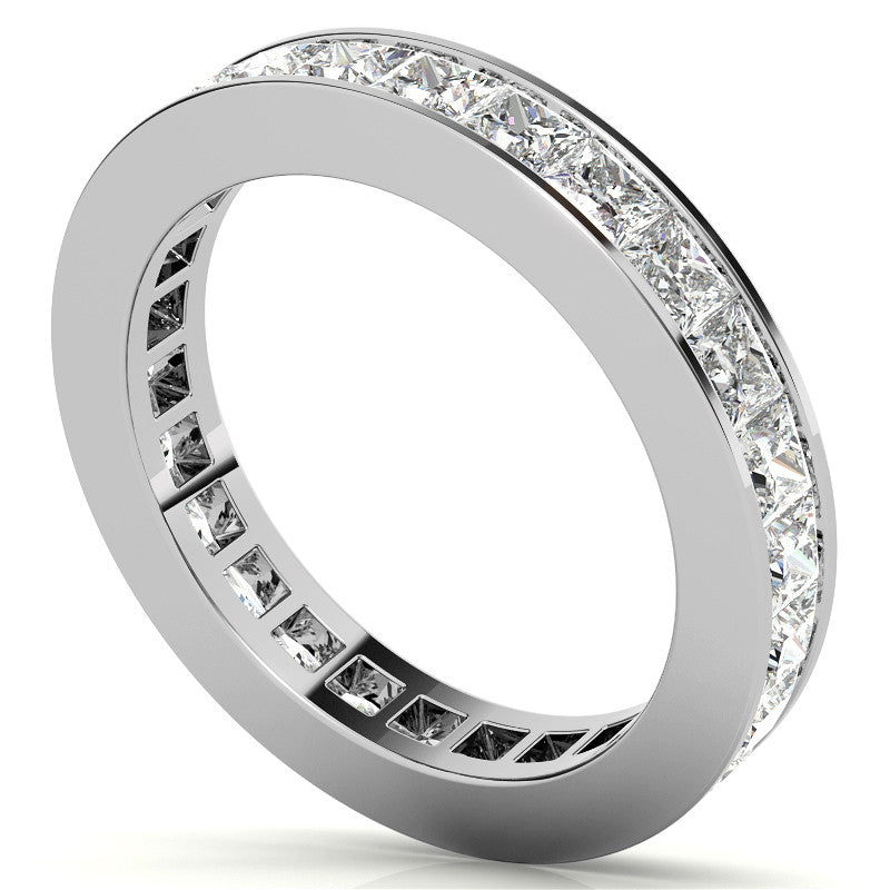 2.5mm Moissanite Princess Channel Eternity Ring
