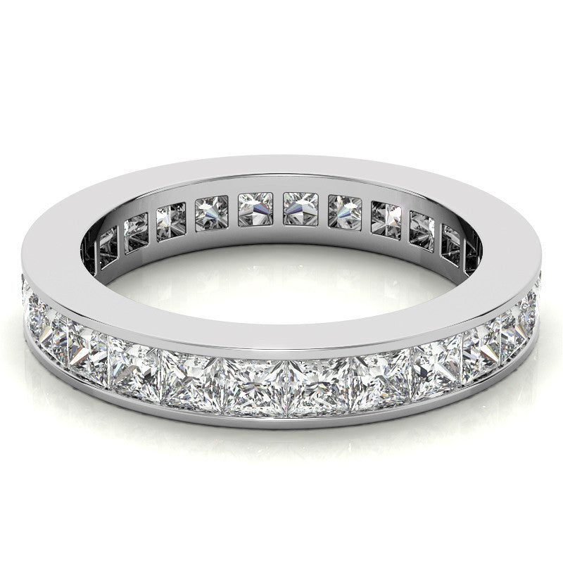 2.5mm Moissanite Princess Channel Eternity Ring
