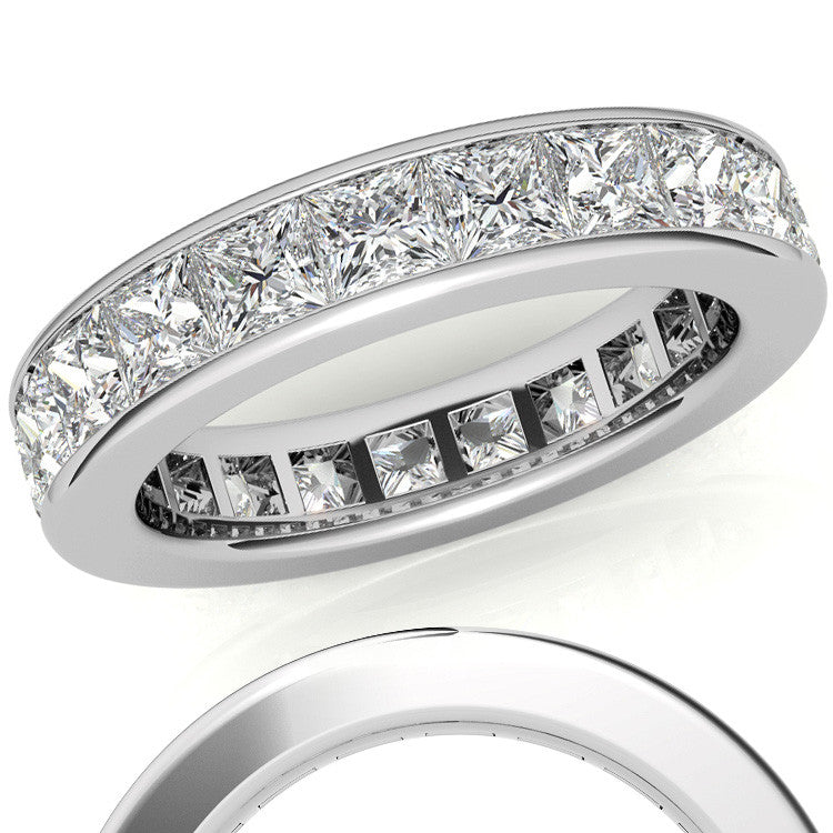 3.0mm Moissanite Princess Channel Eternity Ring