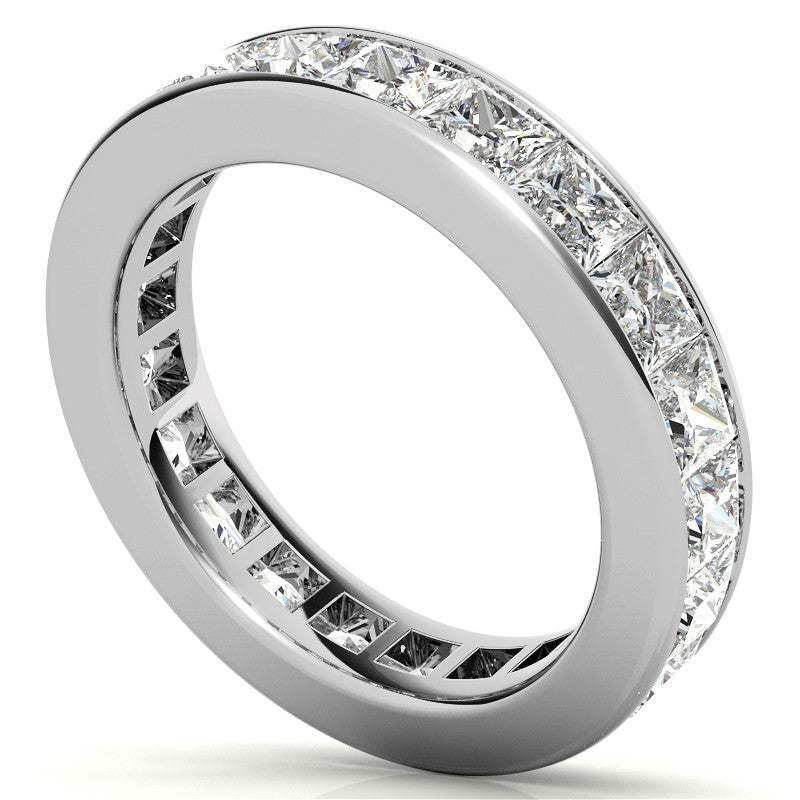 3.0mm Moissanite Princess Channel Eternity Ring