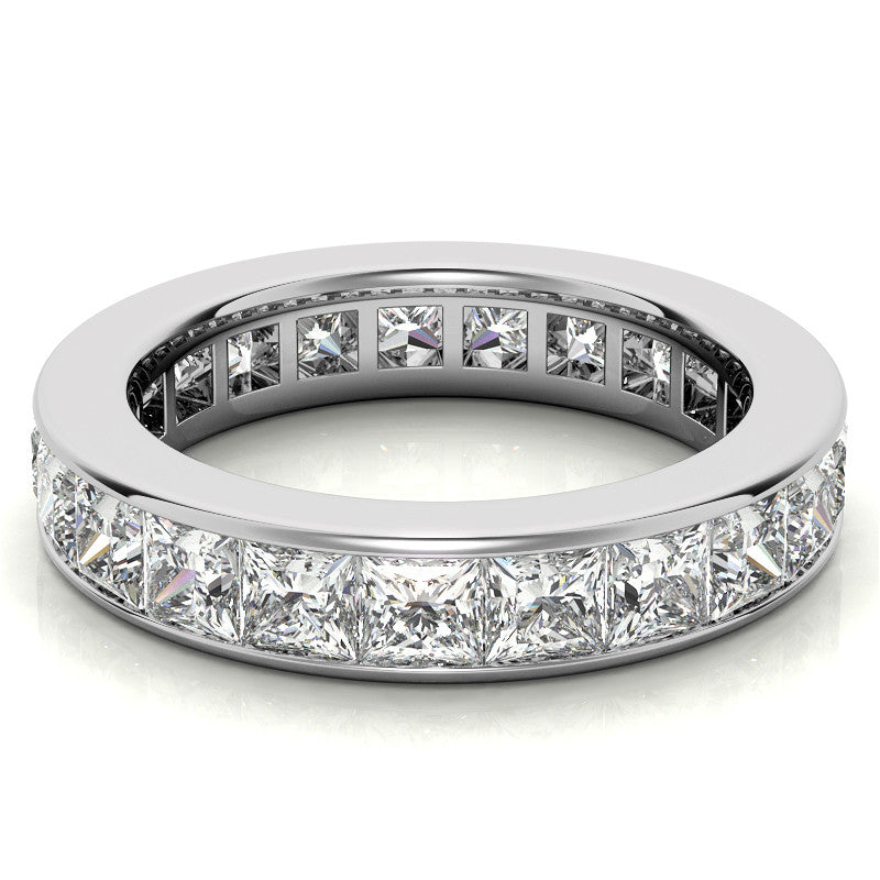 3.0mm Moissanite Princess Channel Eternity Ring