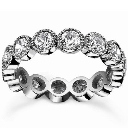 Milgrain Bezel Round Brilliant Moissanite Eternity Ring