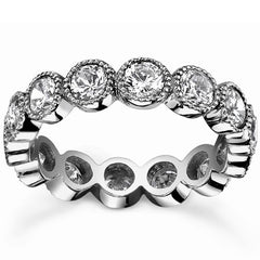 Milgrain Bezel Round Brilliant Moissanite Eternity Ring