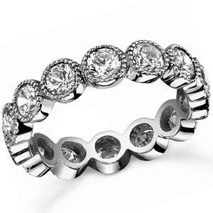 Milgrain Bezel Round Brilliant Moissanite Eternity Ring