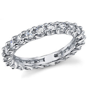 3mm Round Brilliant Moissanite Shared Prong Trellis Eternity Ring