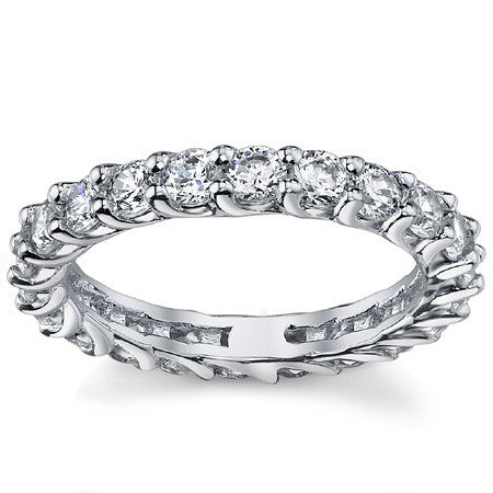 3mm Round Brilliant Moissanite Shared Prong Trellis Eternity Ring