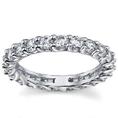 3mm Round Brilliant Moissanite Shared Prong Trellis Eternity Ring