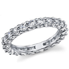 3mm Round Brilliant Moissanite Shared Prong Trellis Eternity Ring
