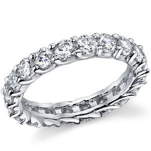 3.5mm Round Brilliant Moissanite Shared Prong Trellis Eternity Ring