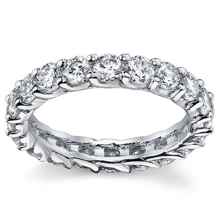 3.5mm Round Brilliant Moissanite Shared Prong Trellis Eternity Ring