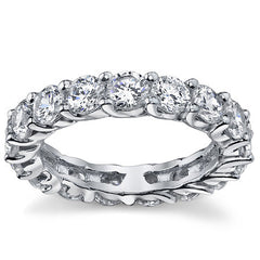 4mm Round Brilliant Moissanite Shared Prong Trellis Eternity Ring