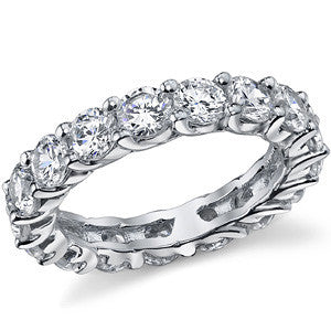 4mm Round Brilliant Moissanite Shared Prong Trellis Eternity Ring