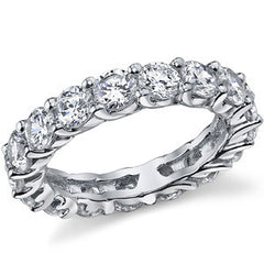4mm Round Brilliant Moissanite Shared Prong Trellis Eternity Ring