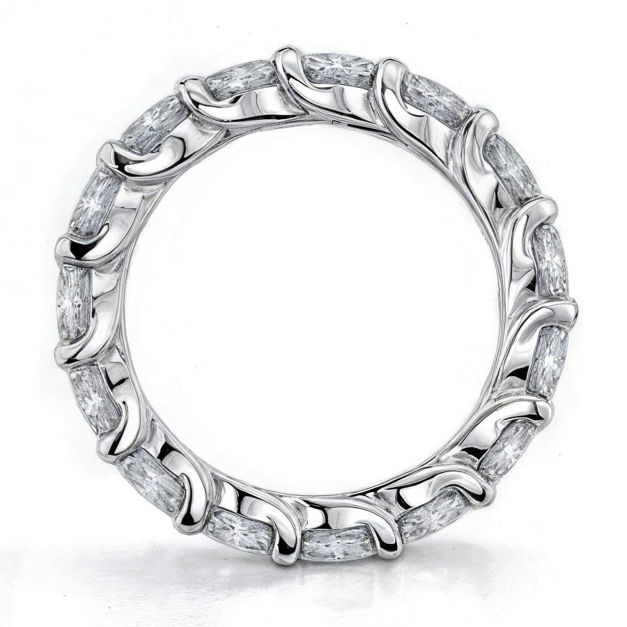 4.5mm Round Brilliant Moissanite Shared Prong Trellis Eternity Ring