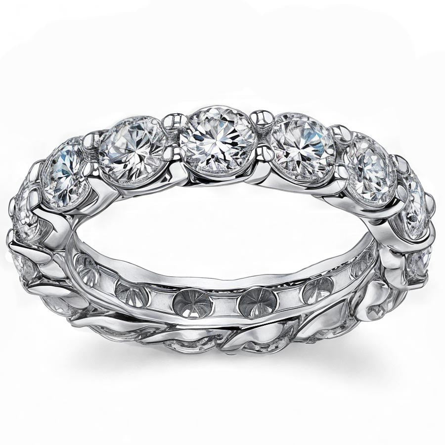 4.5mm Round Brilliant Moissanite Shared Prong Trellis Eternity Ring