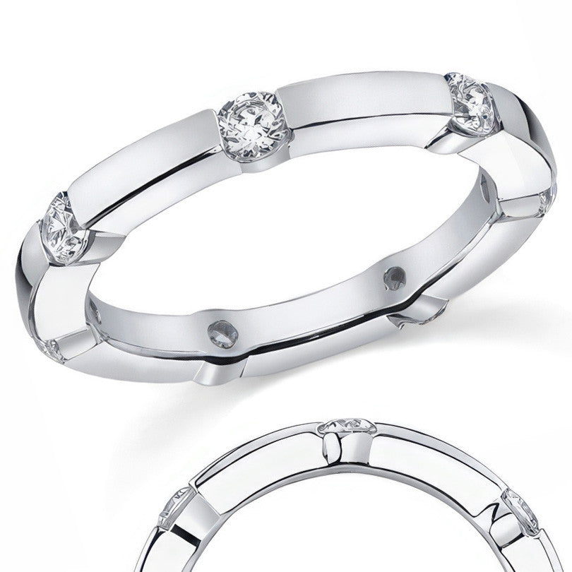 Moissanite Round Bar Eternity Ring
