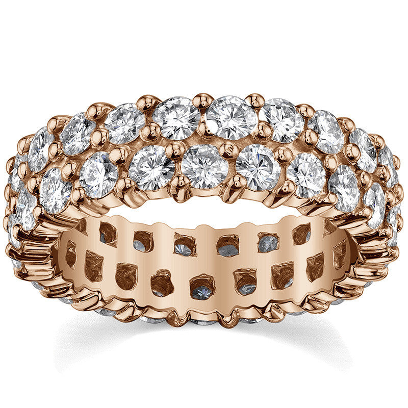 2.5mm Double Row Shared Prong Round Brilliant Moissanite Eternity Ring