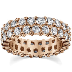 2.5mm Double Row Shared Prong Round Brilliant Moissanite Eternity Ring