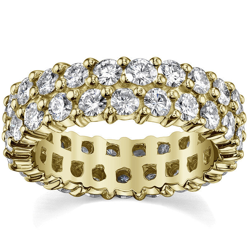 2.5mm Double Row Shared Prong Round Brilliant Moissanite Eternity Ring
