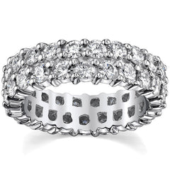 2.5mm Double Row Shared Prong Round Brilliant Moissanite Eternity Ring
