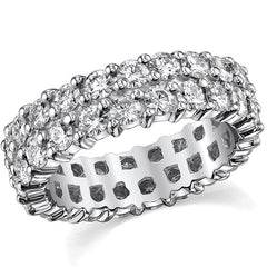 2.5mm Double Row Shared Prong Round Brilliant Moissanite Eternity Ring