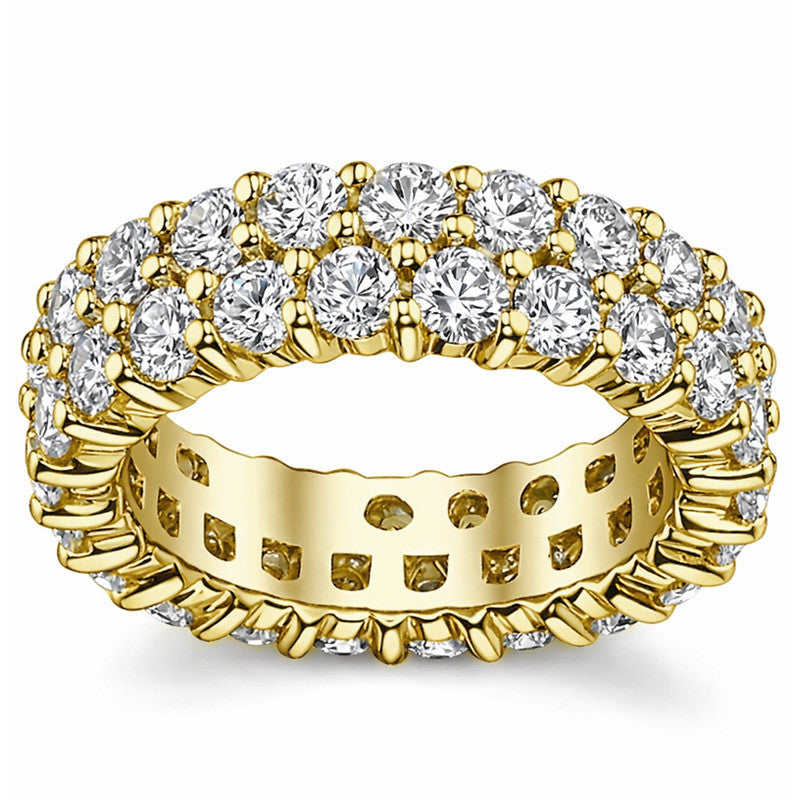Double Row Shared Prong Round Brilliant Moissanite Eternity Ring