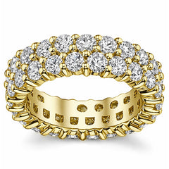 Double Row Shared Prong Round Brilliant Moissanite Eternity Ring